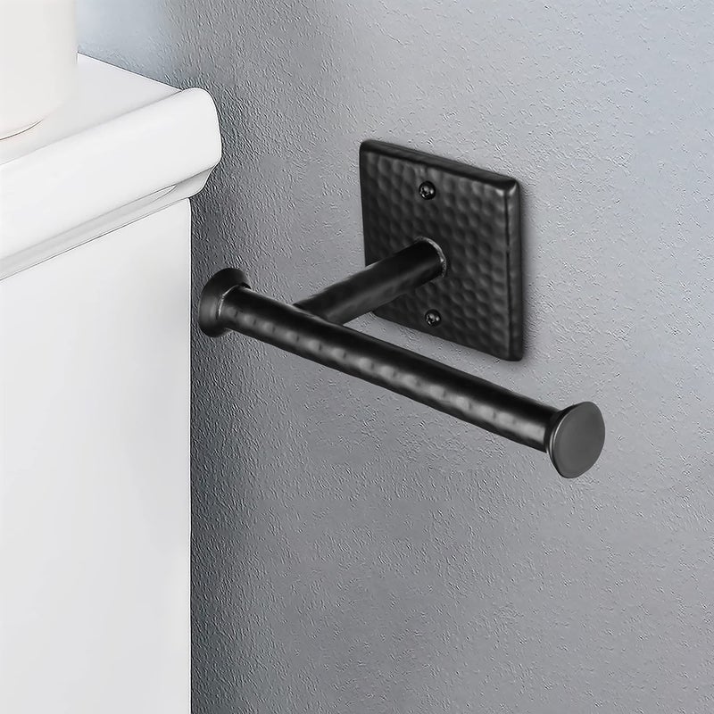 Monarch Abode Bathroom Toilet Paper Holder â€“ 7-inch Traditional Hand Hammered Metal Wall Mounted Matte Black Toilet Paper Holder, Wall Mount Organizer Decorative Tissue Holders for Bathroom - Image 2